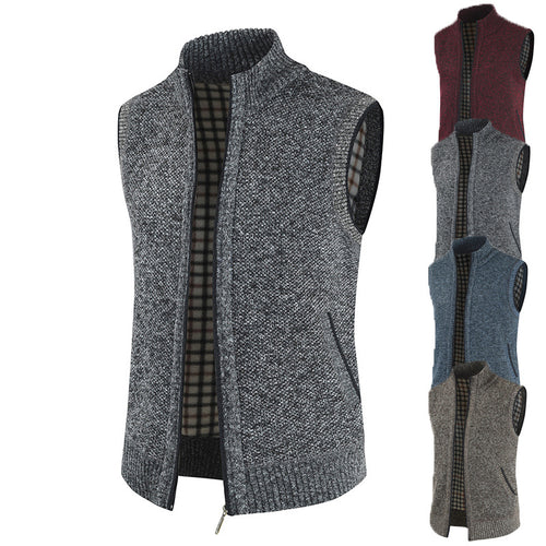 Herren stylische Strickweste mit Stehkragen und durchgehendem Reißverschluss Echoarchiv