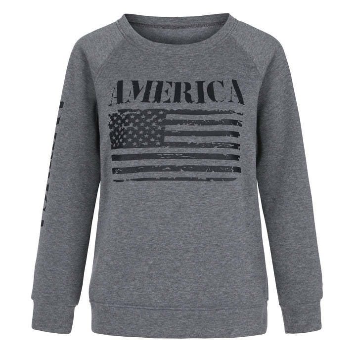 Damen Sweatshirt mit Raglanärmeln und Vintage‑Flaggenprint – Avérine