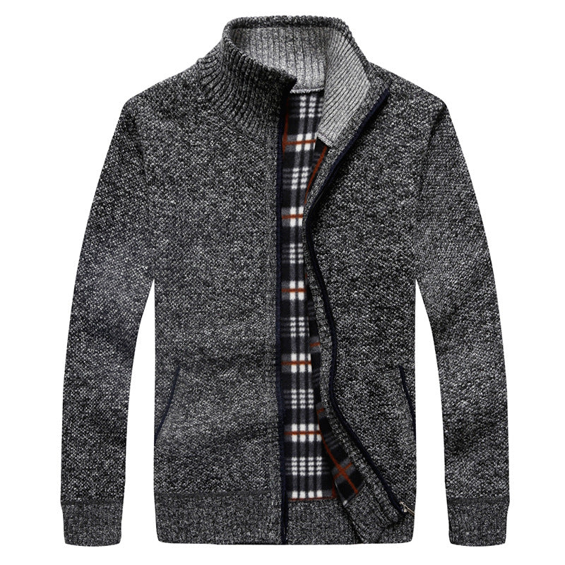 Herren Strick-Cardigan mit Fleece-Innenfutter, Stehkragen und Reißverschluss Echo Archiv