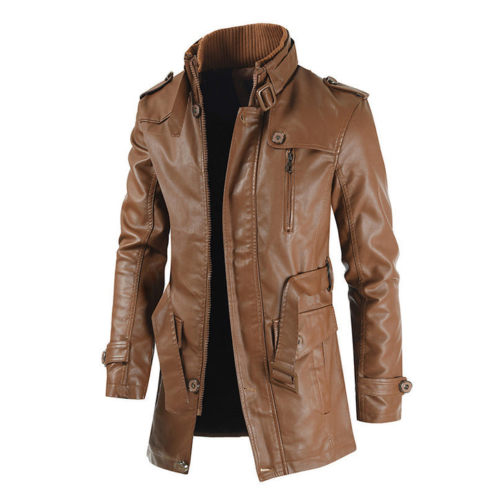 Herren modische und strapazierfähige Lederjacke mit hohem Kragen Echoarchiv