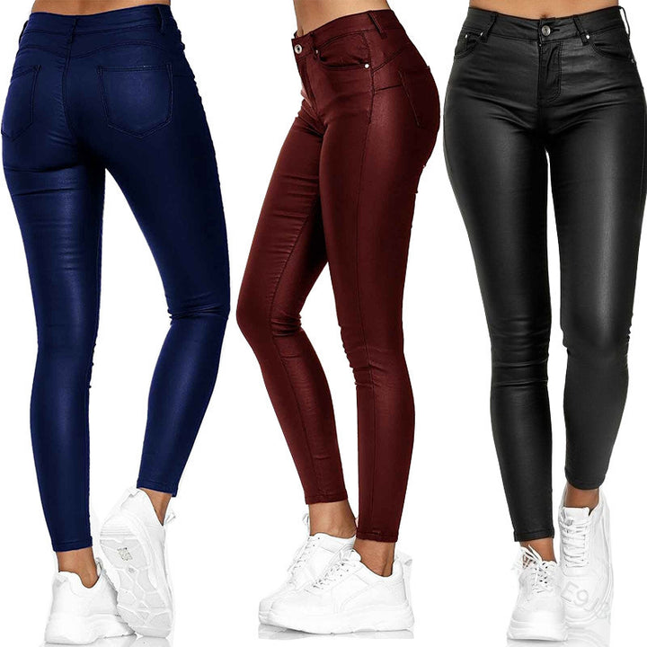 Damen nan highwaist vegane Lederleggings mit hoher Elastizität und Five-Pocket-Optik Echo Archiv