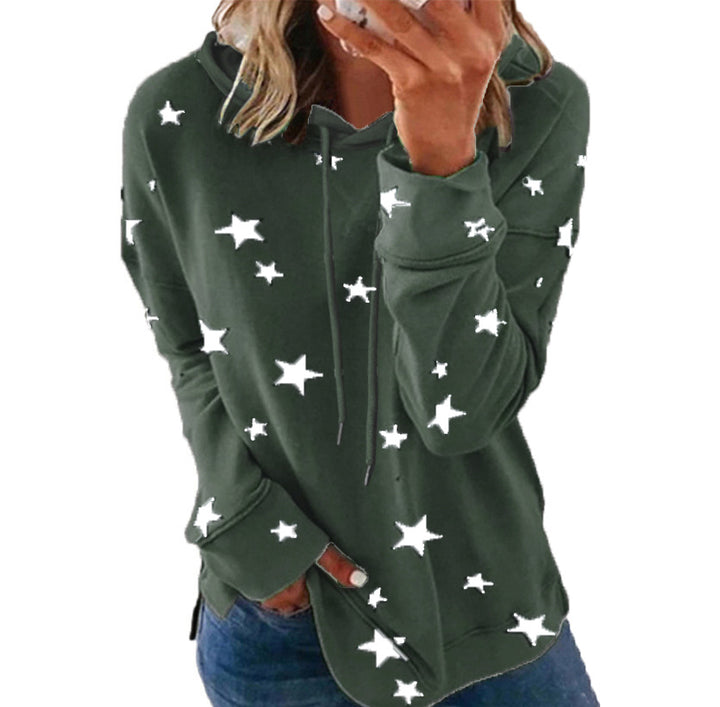 Damen Oversize-Kapuzenpullover aus weichem Baumwollmix mit Sternenprint Echoarchiv