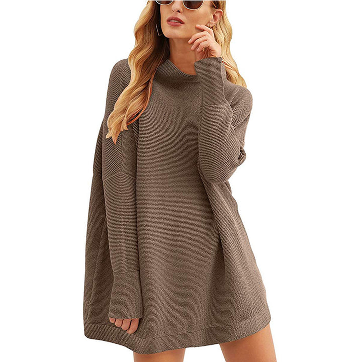 Damen Lässiges Strick-Minikleid mit Stehkragen, Oversize-Schnitt und feiner Strukturstrick Echo Archiv