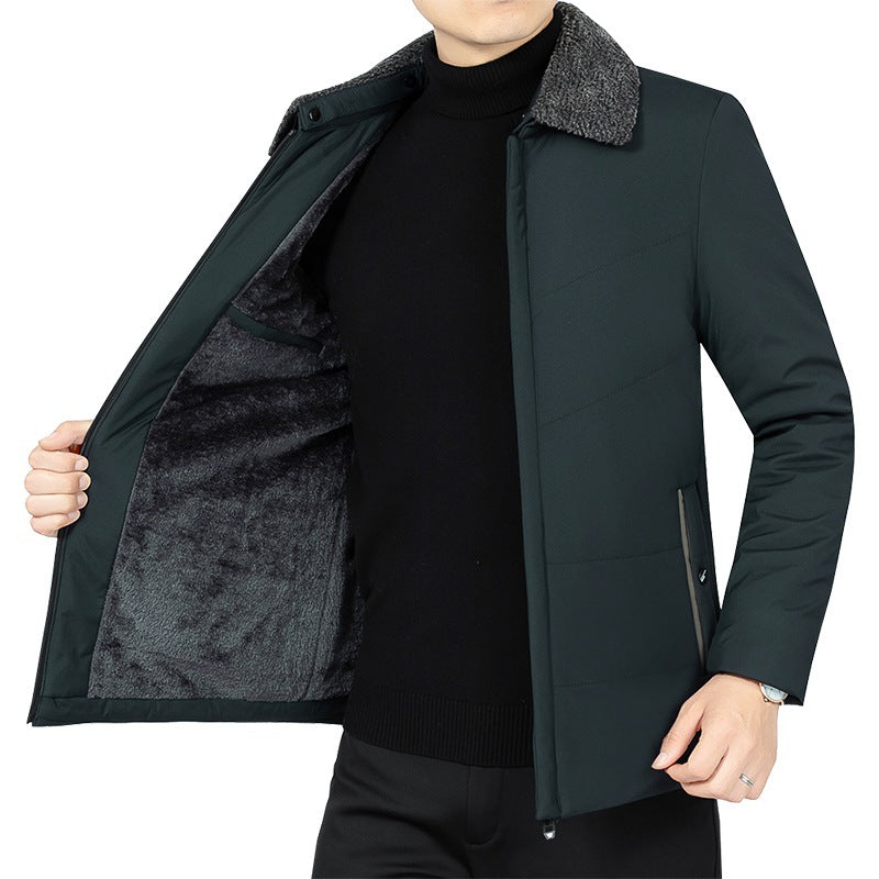 Herren Wattierte Winterjacke mit weichem Plüschfutter, Stehkragen und schmaler Steppung – Marzano
