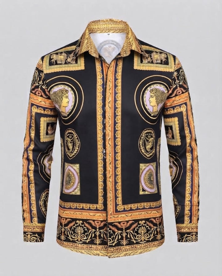 Herrenmodehemd mit künstlerischem Druck und eleganten Details Echo Archiv