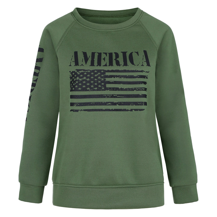 Damen Sweatshirt mit Raglanärmeln und Vintage‑Flaggenprint – Avérine