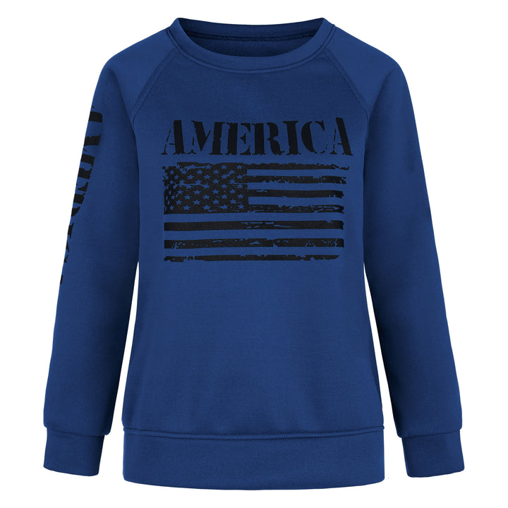 Damen Sweatshirt mit Raglanärmeln und Vintage‑Flaggenprint – Avérine