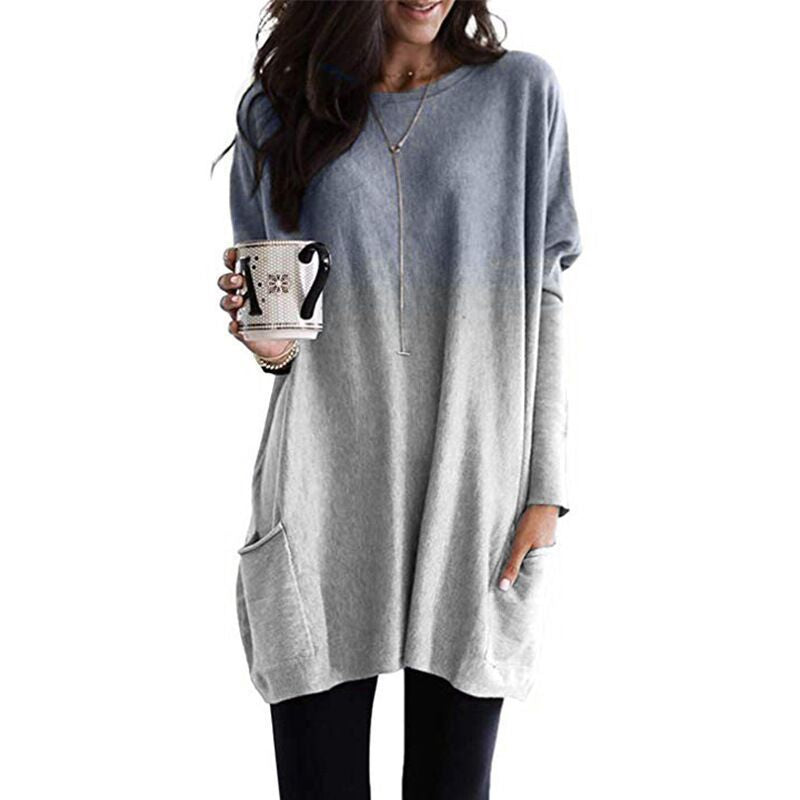 Damen nan oversized Ombre Stricktunika mit seitlichen Einschubtaschen und Rundhalsausschnitt Echo Archiv