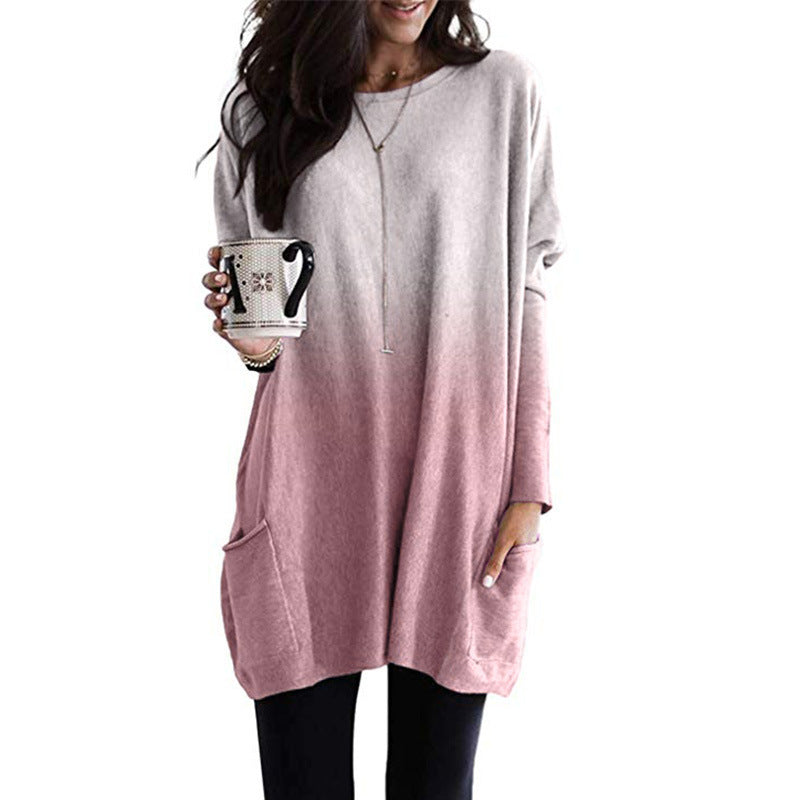 Damen nan oversized Ombre Stricktunika mit seitlichen Einschubtaschen und Rundhalsausschnitt Echo Archiv