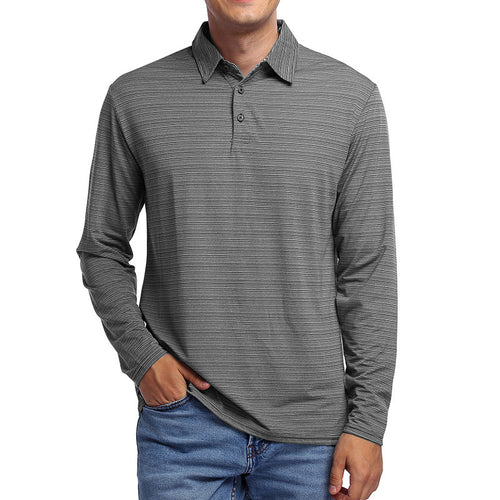 Herren lässiges Langarm-Polohemd mit strukturiertem Design und einem modernen Kragen Echoarchiv