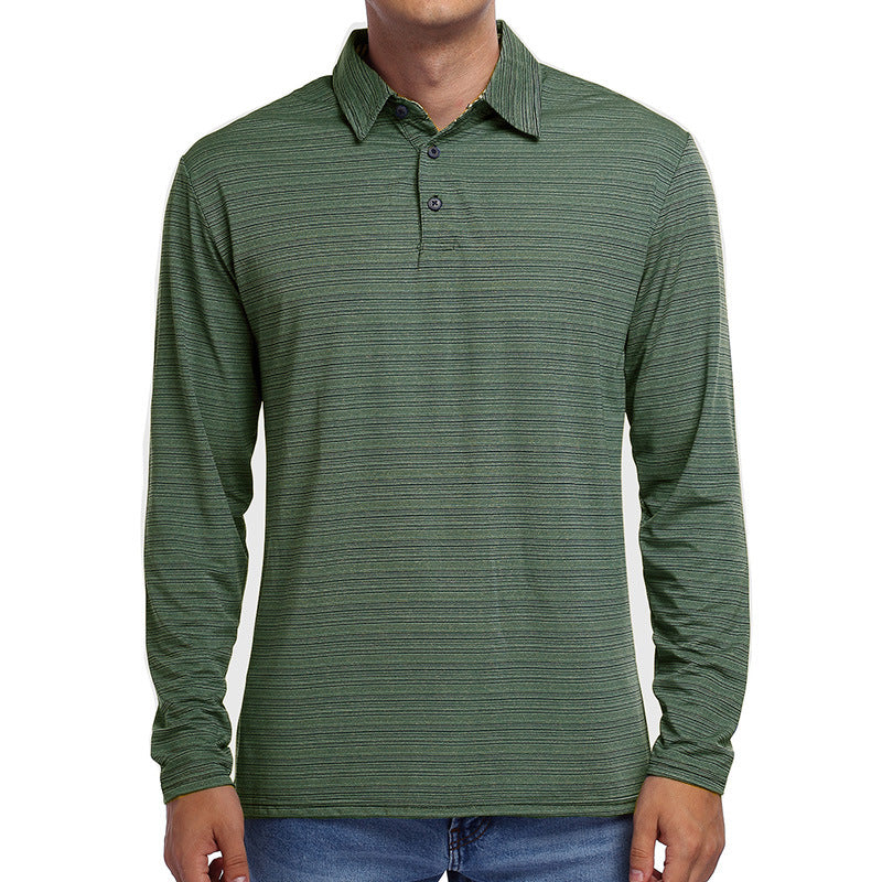 Herren Langarm-Polohemd aus atmungsaktivem Material mit stylischem Muster Echoarchiv