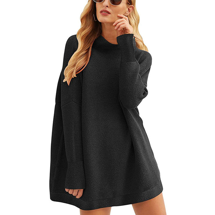 Damen Lässiges Strick-Minikleid mit Stehkragen, Oversize-Schnitt und feiner Strukturstrick Echo Archiv