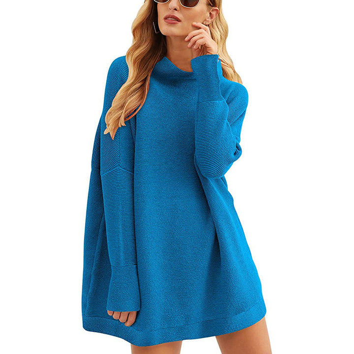 Damen Lässiges Strick-Minikleid mit Stehkragen, Oversize-Schnitt und feiner Strukturstrick Echo Archiv
