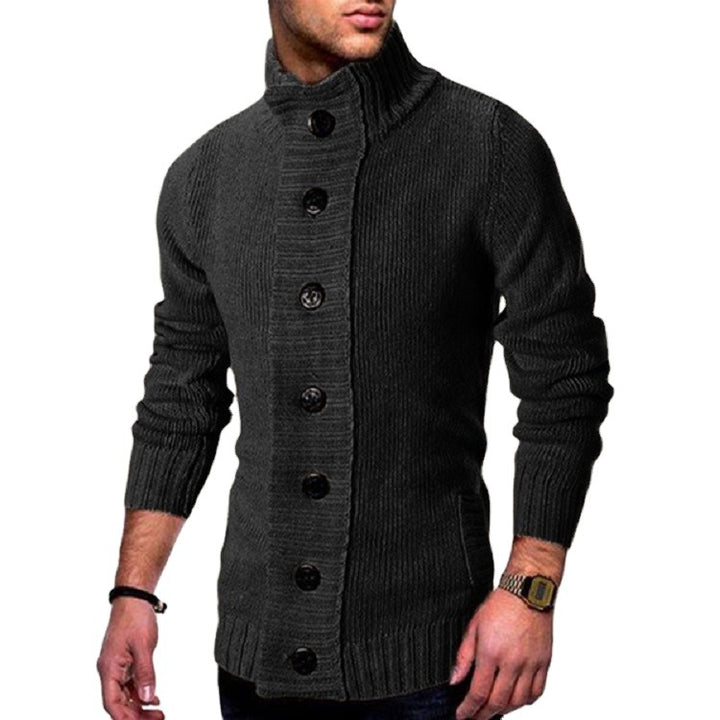 Herren Strickcardigan mit hohem Knopfkragen und figurbetontem Schnitt Echo Archiv