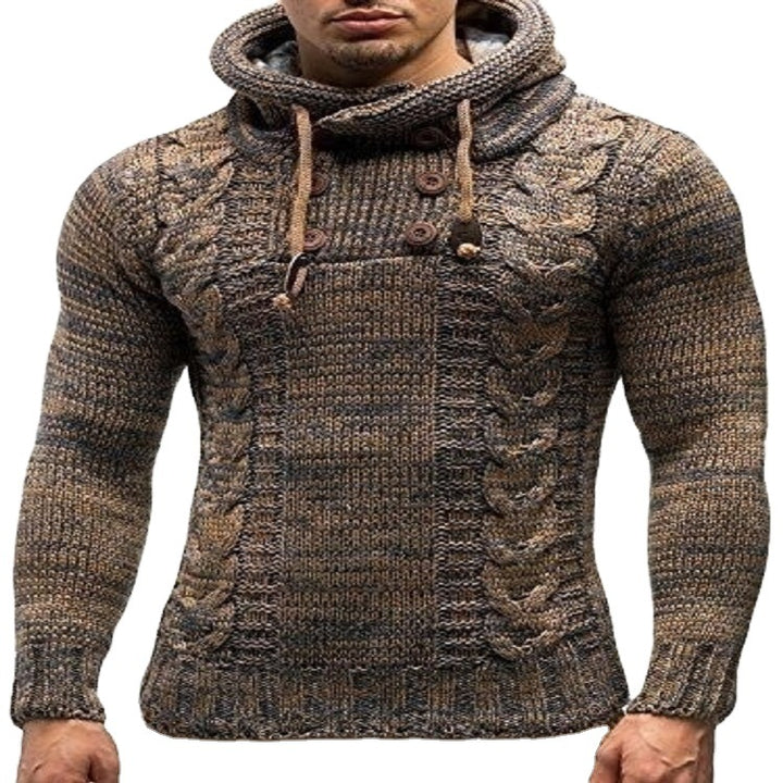 Herren Strickpullover mit hochschließendem Kragen und markantem Zopfmuster Echoarchiv