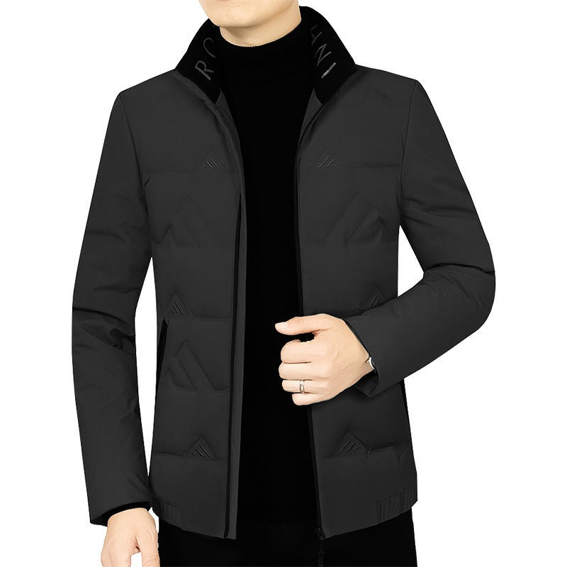 Herren Wattierte Stehkragenjacke mit geometrischer Steppung – Taviero