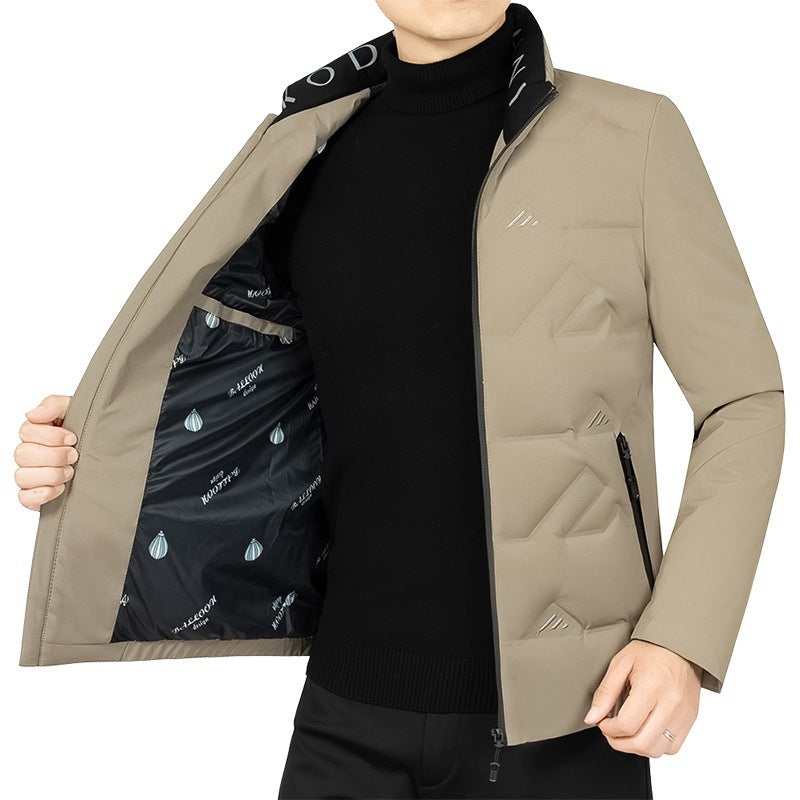 Herren Wattierte Stehkragenjacke mit geometrischer Steppung – Taviero