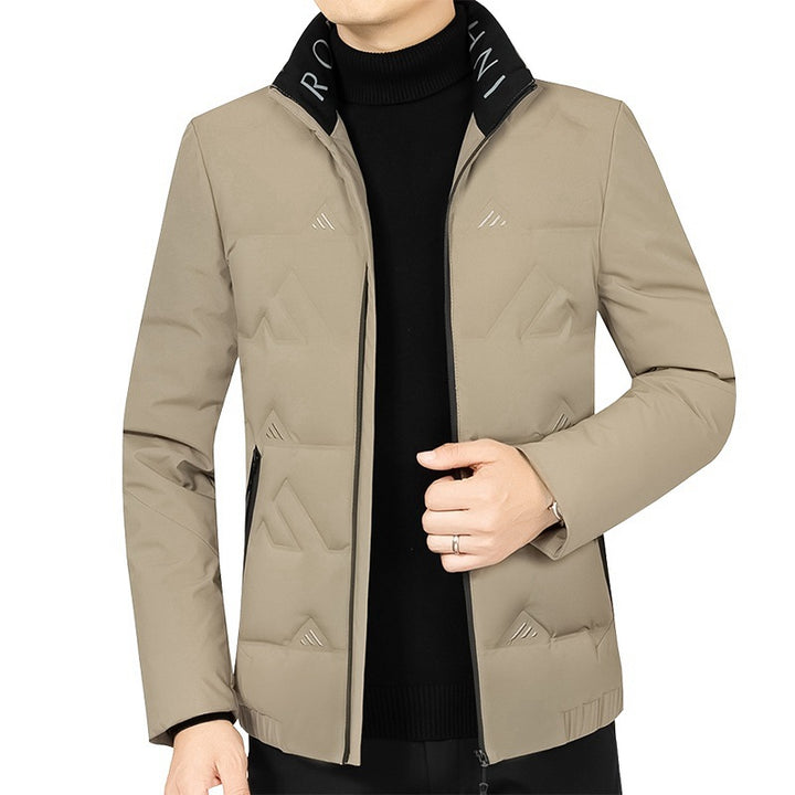 Herren Wattierte Stehkragenjacke mit geometrischer Steppung – Taviero