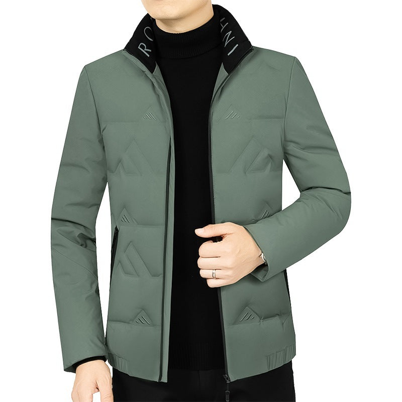 Herren Wattierte Stehkragenjacke mit geometrischer Steppung – Taviero