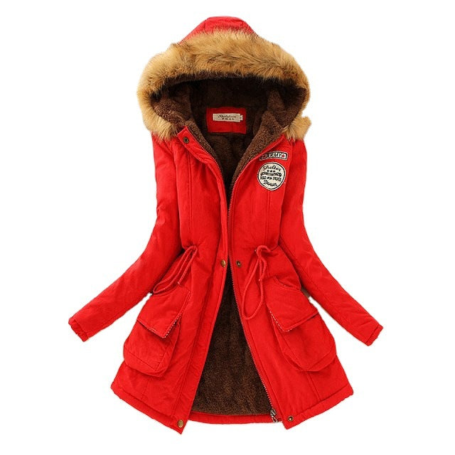 Damen Gefütterter Parka mit Kunstfellkapuze und Teddyfutter – Avérine