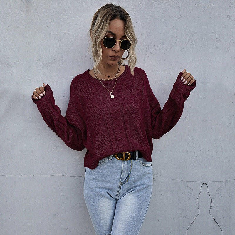 Damen Oversize Zopfstrickpullover mit Ajourdetails Echoarchiv
