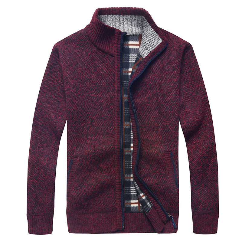 Herren Strick-Cardigan mit Fleece-Innenfutter, Stehkragen und Reißverschluss Echo Archiv