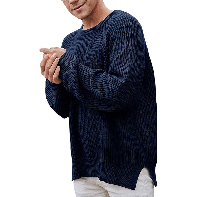 Herren lässiger Strickpullover mit Rippenstruktur und bequemer Passform Echoarchiv