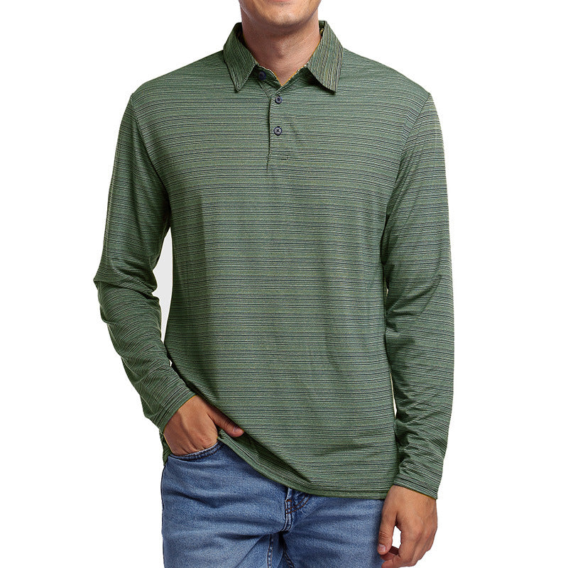 Herren lässiges Langarm-Polohemd mit strukturiertem Design und einem modernen Kragen Echoarchiv