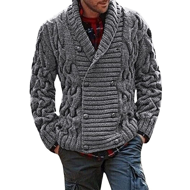 Herren Grobstrick-Cardigan mit Schalkragen und Zopfmuster Echo Archiv