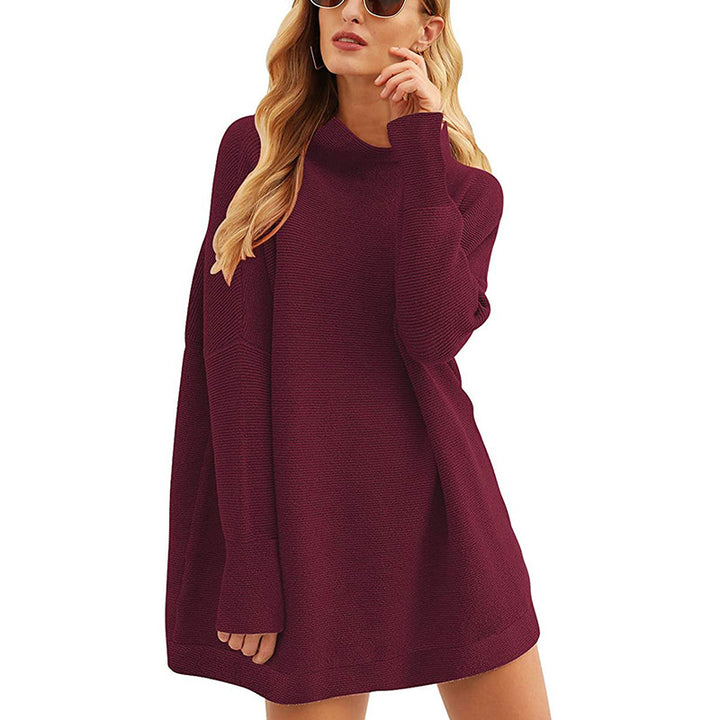 Damen Lässiges Strick-Minikleid mit Stehkragen, Oversize-Schnitt und feiner Strukturstrick Echo Archiv