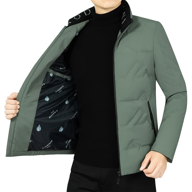 Herren Wattierte Stehkragenjacke mit geometrischer Steppung – Taviero