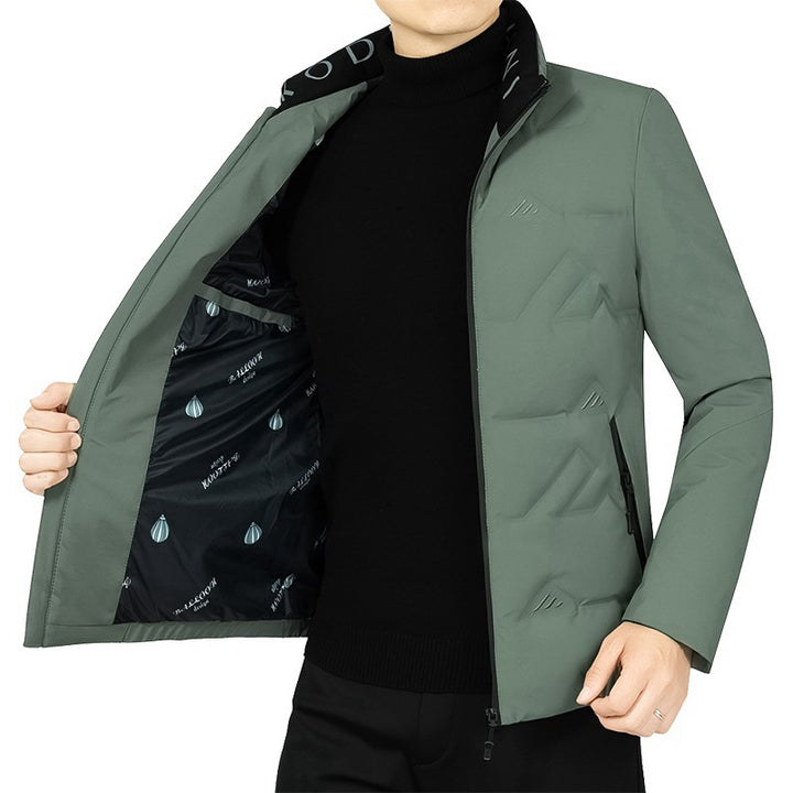 Herren Wattierte Stehkragenjacke mit geometrischer Steppung – Taviero