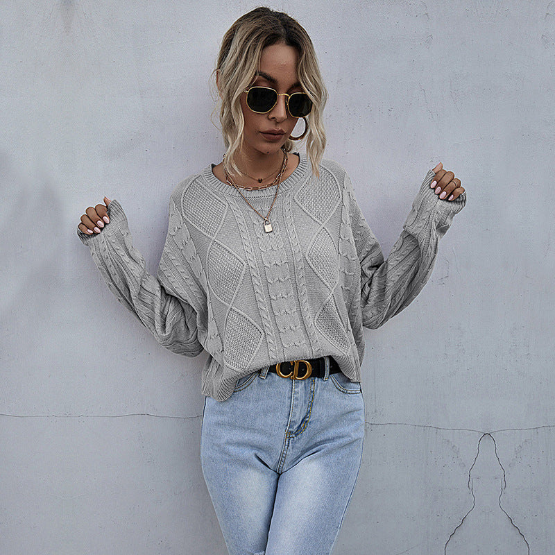 Damen Oversize Zopfstrickpullover mit Ajourdetails Echoarchiv