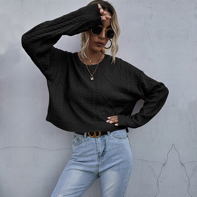 Damen Oversize Zopfstrickpullover mit Ajourdetails Echoarchiv