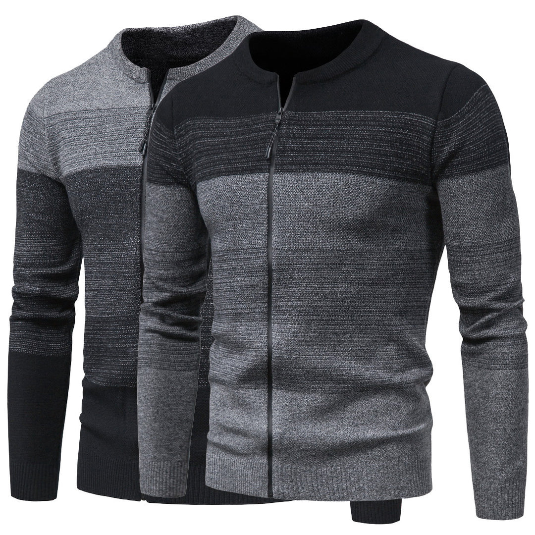 Herren modische Strickjacke mit durchgehendem Reißverschluss und Farbverlauf Echoarchiv