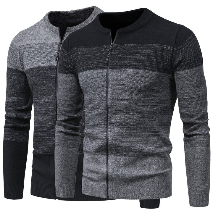 Herren modische Strickjacke mit durchgehendem Reißverschluss und Farbverlauf Echoarchiv