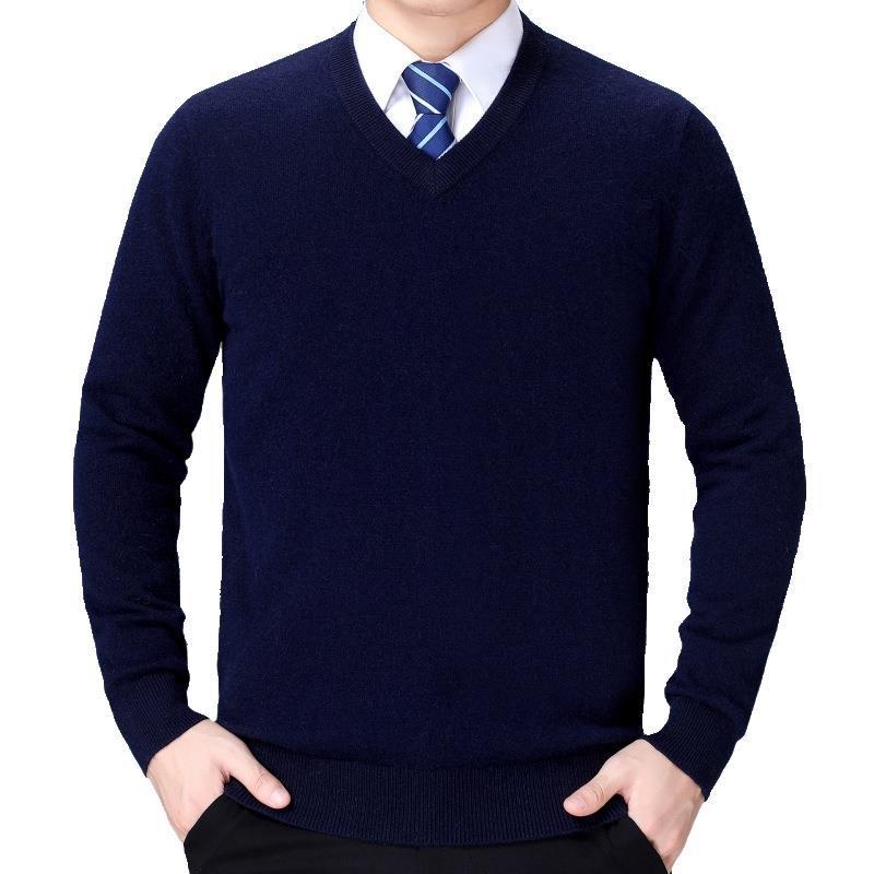 Herren V-Ausschnitt Strickpullover aus weichem Baumwollmix Echoarchiv