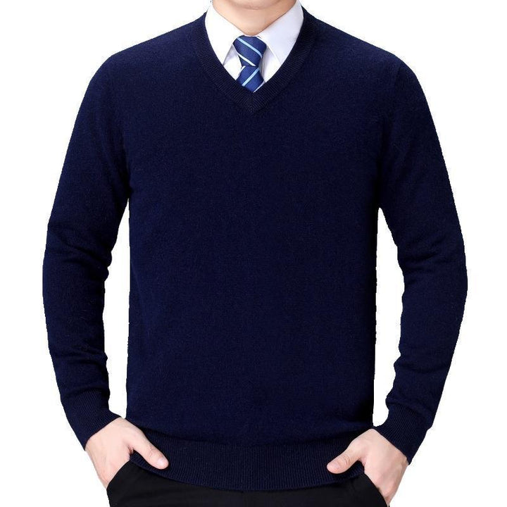 Herren V-Ausschnitt Strickpullover aus weichem Baumwollmix Echoarchiv