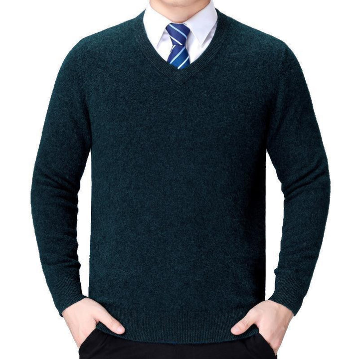 Herren V-Ausschnitt Strickpullover aus weichem Baumwollmix Echoarchiv
