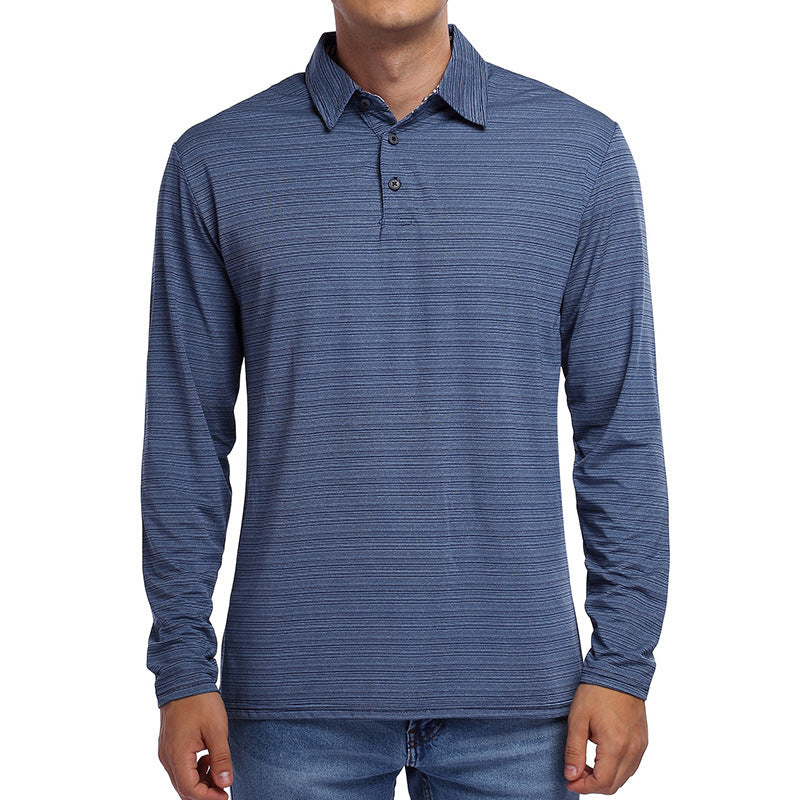 Herren lässiges Langarm-Polohemd mit strukturiertem Design und einem modernen Kragen Echoarchiv