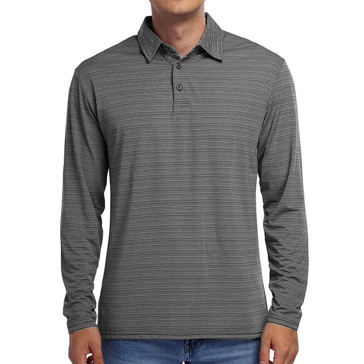 Herren lässiges Langarm-Polohemd mit strukturiertem Design und einem modernen Kragen Echoarchiv