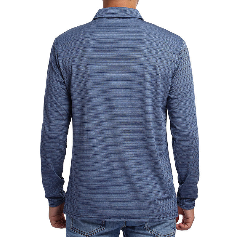 Herren Langarm Polo-Shirt mit feinem Streifenmuster Echoarchiv