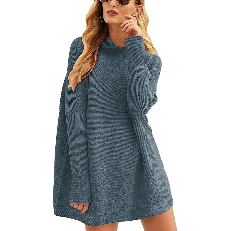Damen Lässiges Strick-Minikleid mit Stehkragen, Oversize-Schnitt und feiner Strukturstrick Echo Archiv