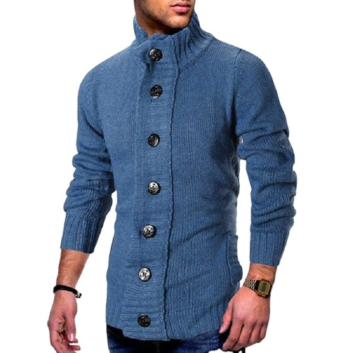 Herren Strickcardigan mit hohem Knopfkragen und figurbetontem Schnitt Echo Archiv