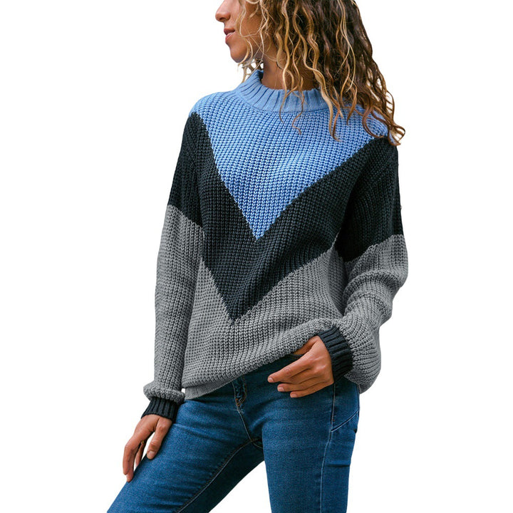 Damen Grobstrick-Pullover mit Chevrondesign, Rundhalsausschnitt und Rippbündchen Echo Archiv