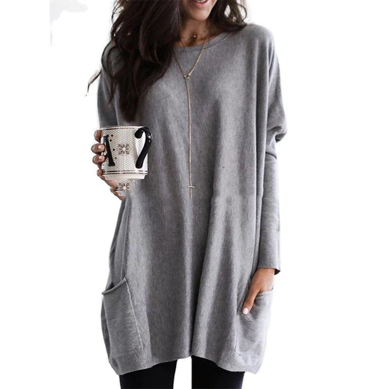 Damen nan oversized Longshirt mit Kontrastblock und aufgesetzten Taschen Echo Archiv