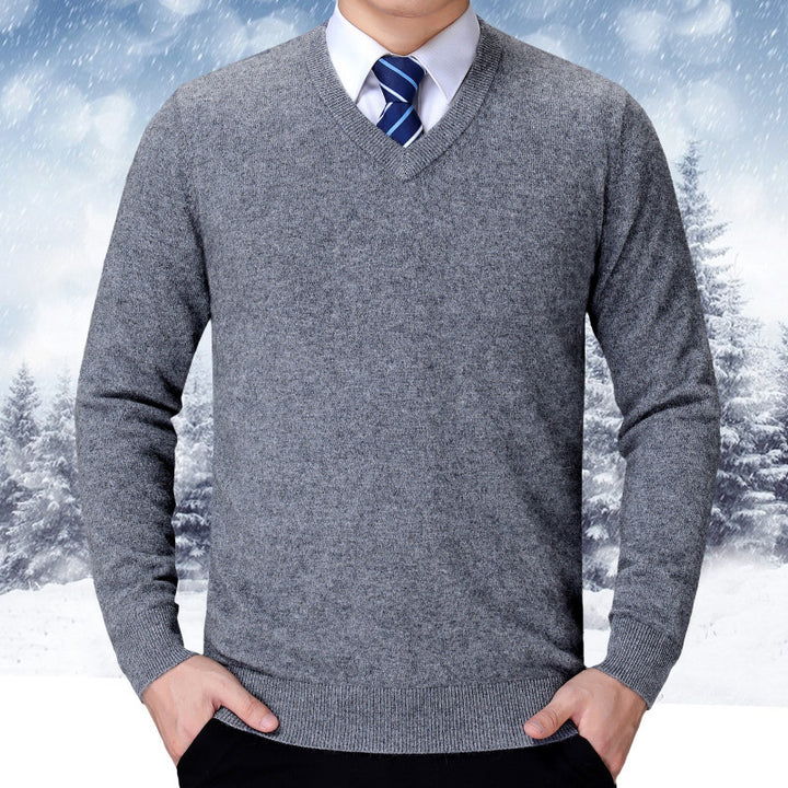 Herren V-Ausschnitt Strickpullover aus weichem Baumwollmix Echoarchiv
