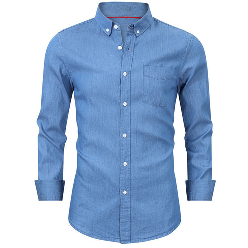 Herren Denimhemd mit modernem Schnitt und praktischer Brusttasche Echoarchiv