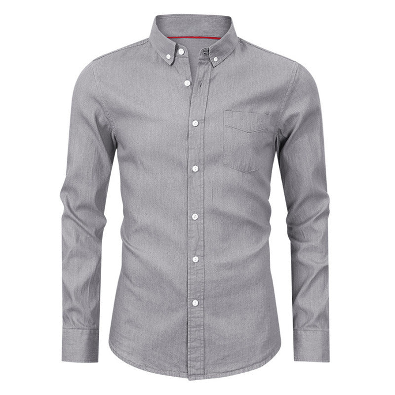 Herren Denimhemd mit modernem Schnitt und praktischer Brusttasche Echoarchiv