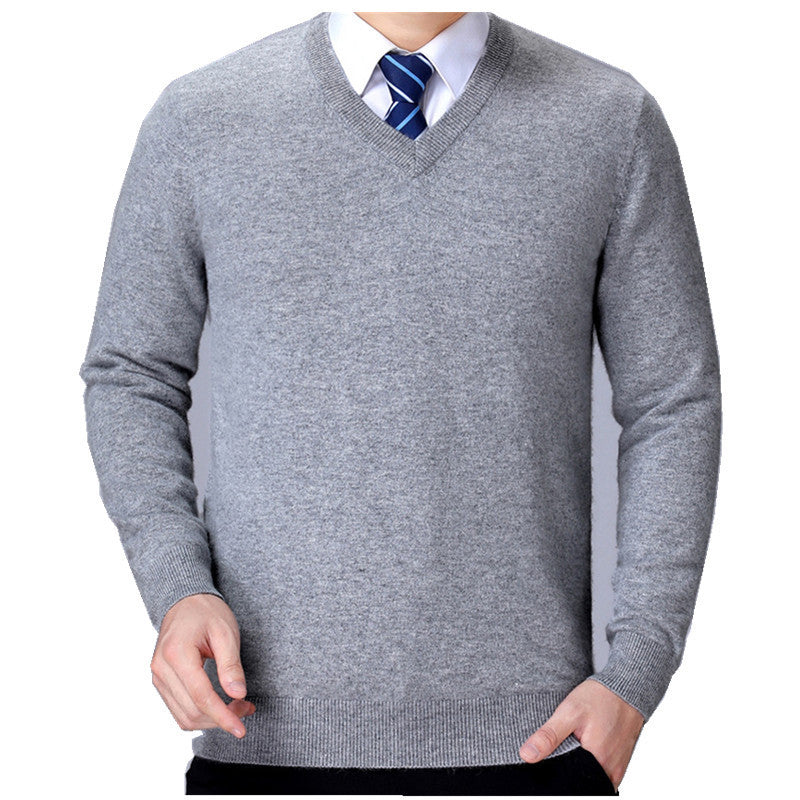 Herren V-Ausschnitt Strickpullover aus weichem Baumwollmix Echoarchiv